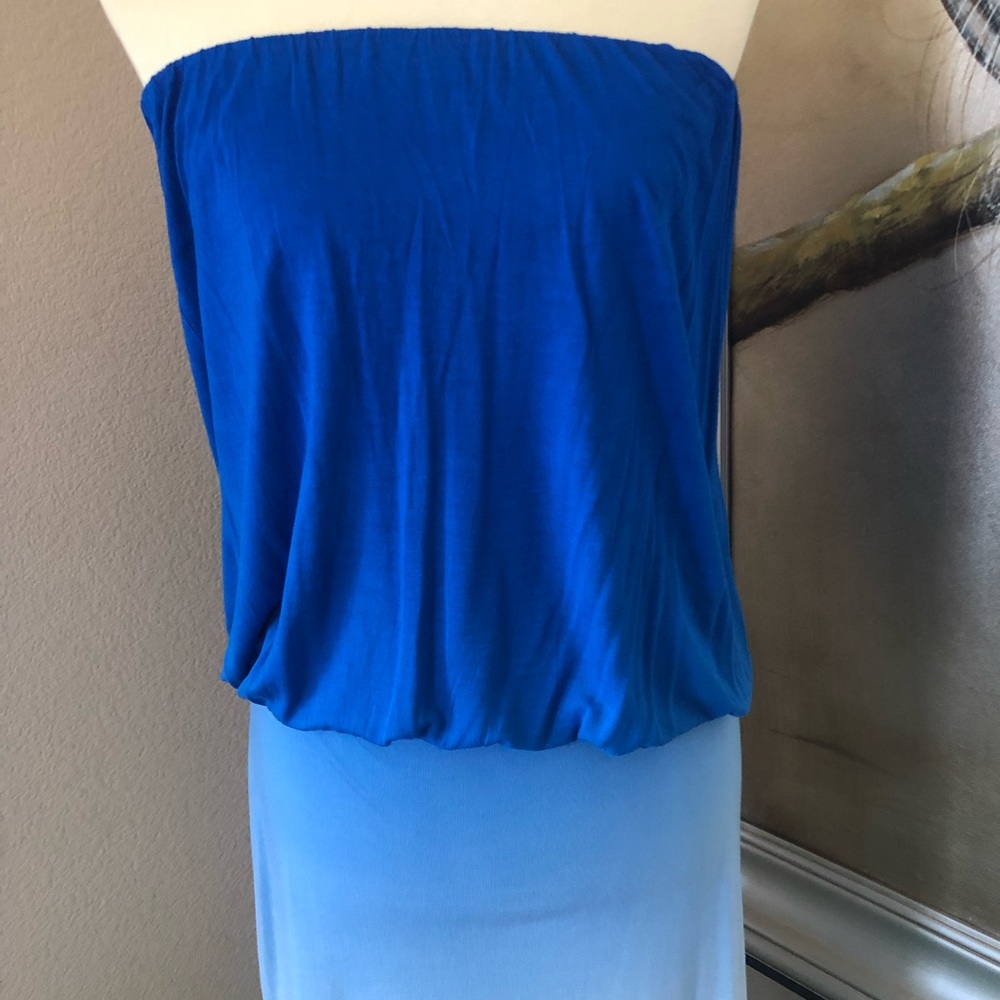 YFB Gorgeous Strapless Blue Ombré Summer Dress
